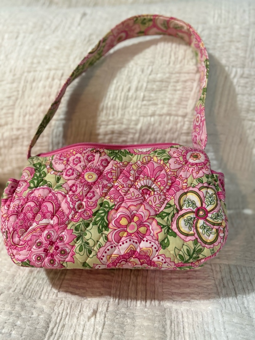 Pink Floral Quilted Shoulder Bag - Women